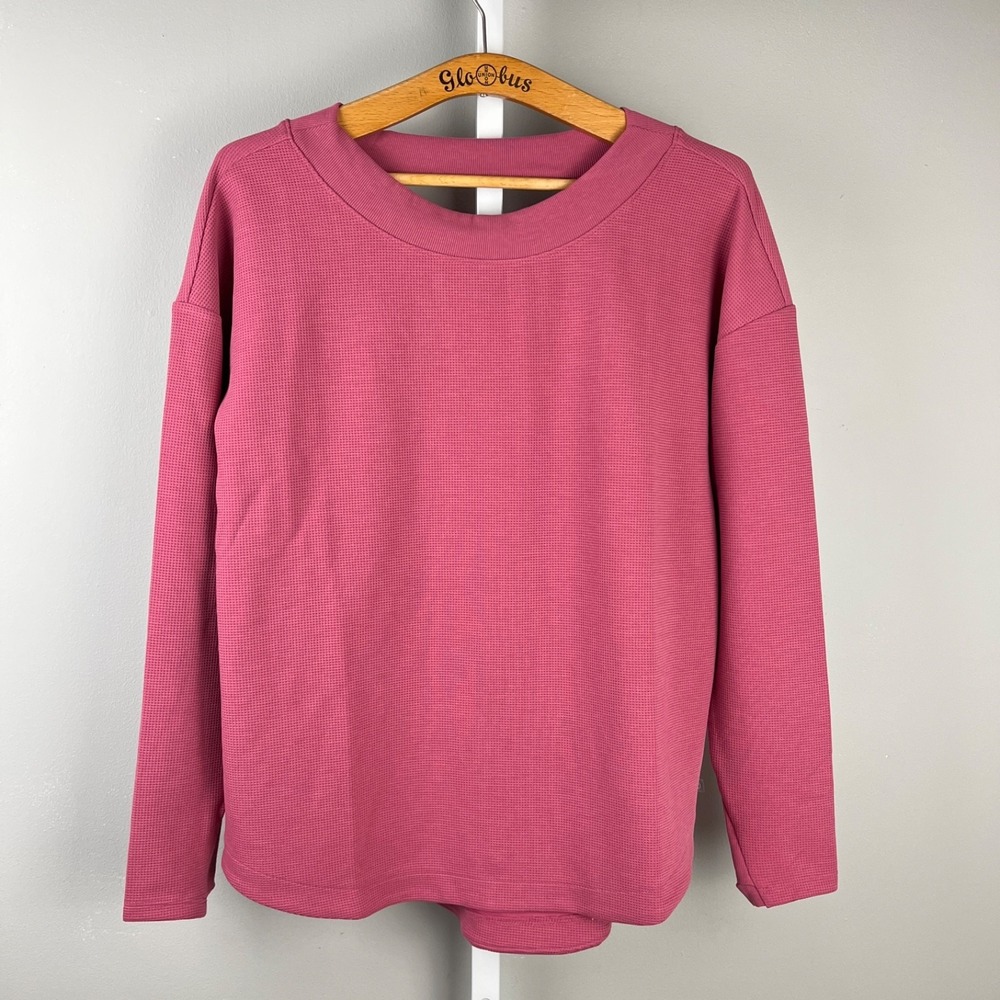 T by Talbots Waffle Knit Activewear Top‎ Womens M Mauve Pink Open Back - Picture 2 of 7